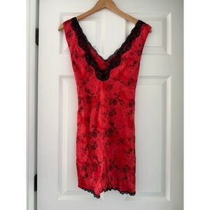 Urban Outfitters Red Lace Floral Mini Dress V Neck Fairy Whimsigoth
